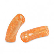 Acrylic Tube bead 34x11mm crackled Orange